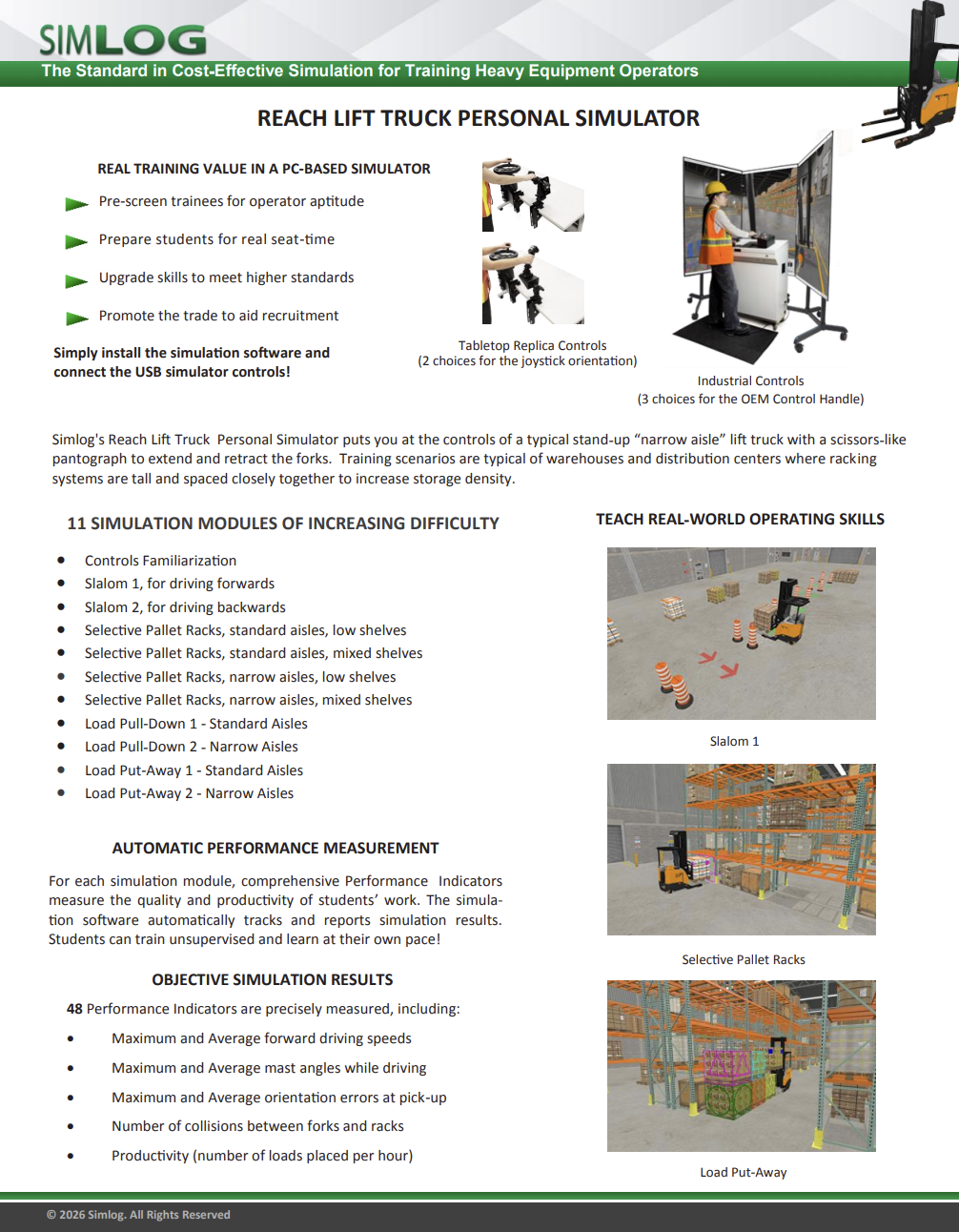 Simlog RLT Brochure Reach Truck Personal Simulator