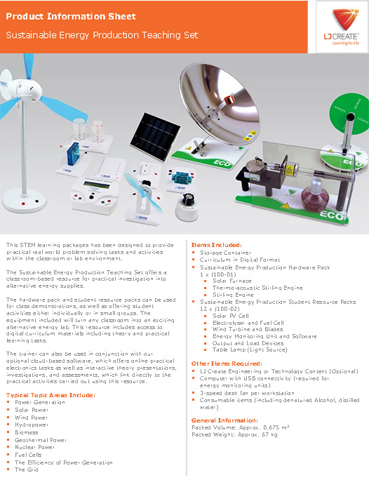 Sustainable Energy Production Teaching Set from LJ Create