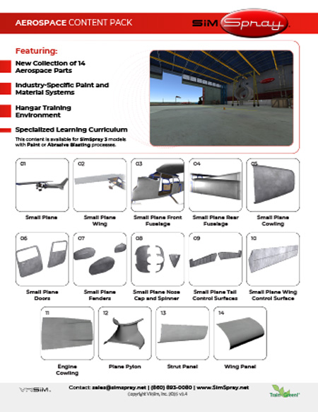 SimSpray 3.0 aerospace content pack with 14 aircraft coating parts