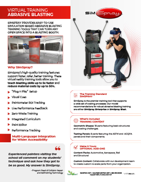 SimSpray 3.0 Abrasive Blasting Information & Parts Guide SimSpray 3.0 virtual abrasive blasting training information and parts guide