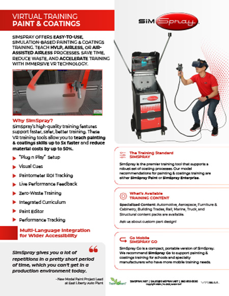 SimSpray 3.0 Paint & Coatings Information and Parts Guide SimSpray 3.0 virtual paint and coatings training information and parts guide