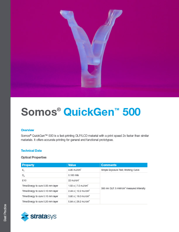Somos QuickGen 500 Material User Guide