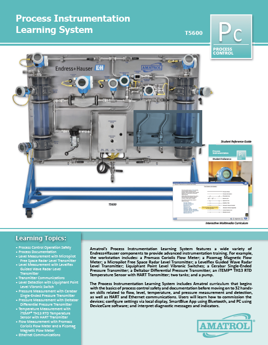Download brochure for the Amatrol T5600 Process Instrumentation Learning System