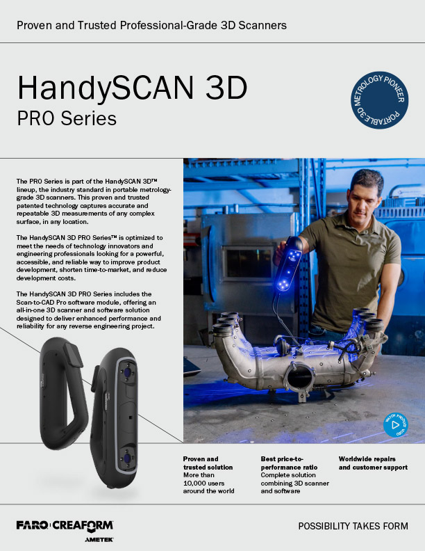 Download the HandySCAN 3D PRO Series Brochure HandySCAN 3D PRO Series product brochure cover