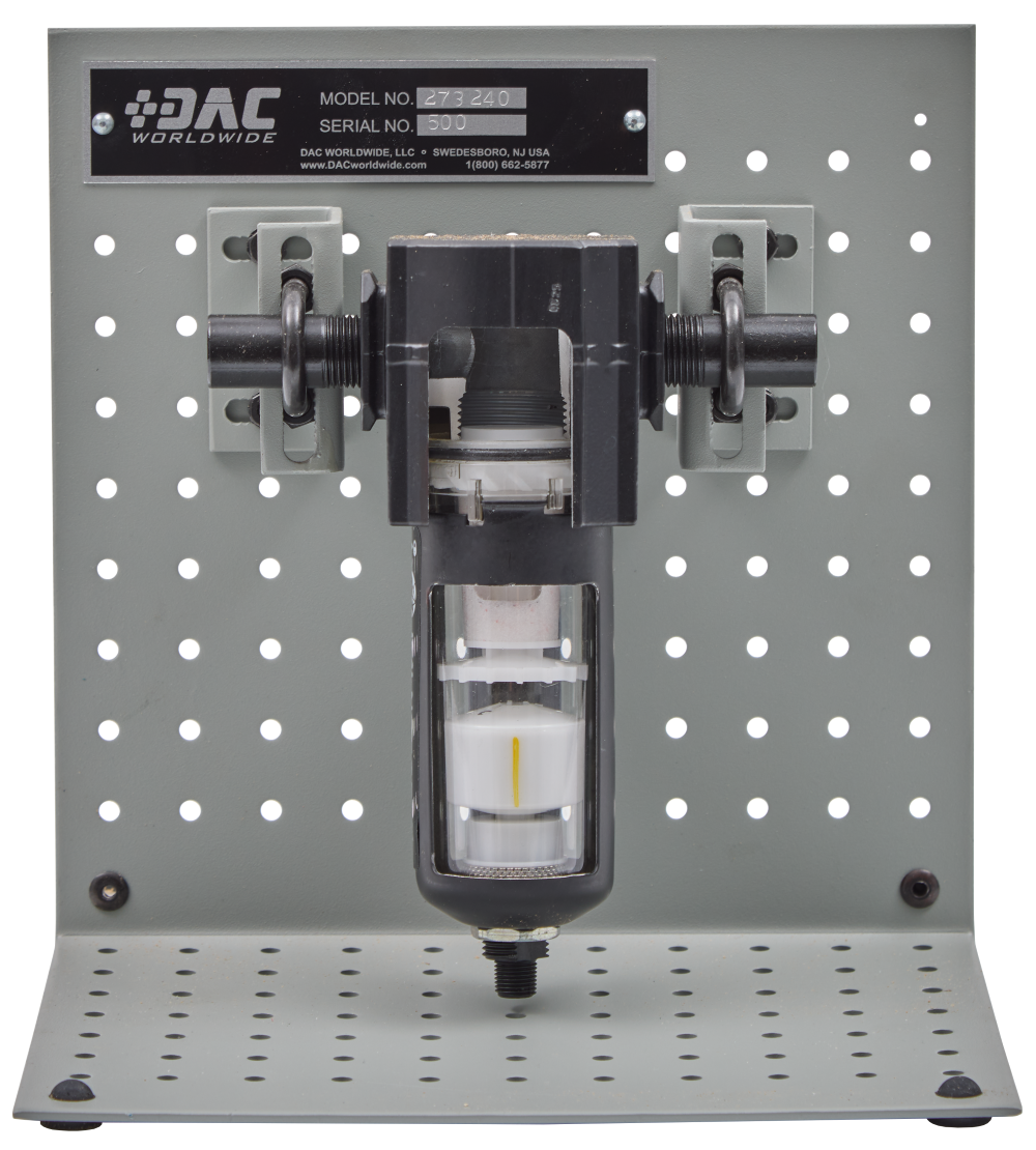 DAC 273-240 Air Filter Cutaway Front DAC Worldwide 273-240 Air Filter Cutaway showing internal compressed-air filtration components