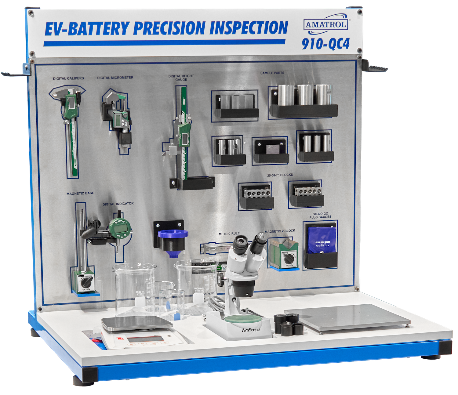 Amatrol 910-QC4 EV Battery Quality Assurance Training System - Left View Amatrol 910-QC4 EV Battery Precision Inspection Learning System left view