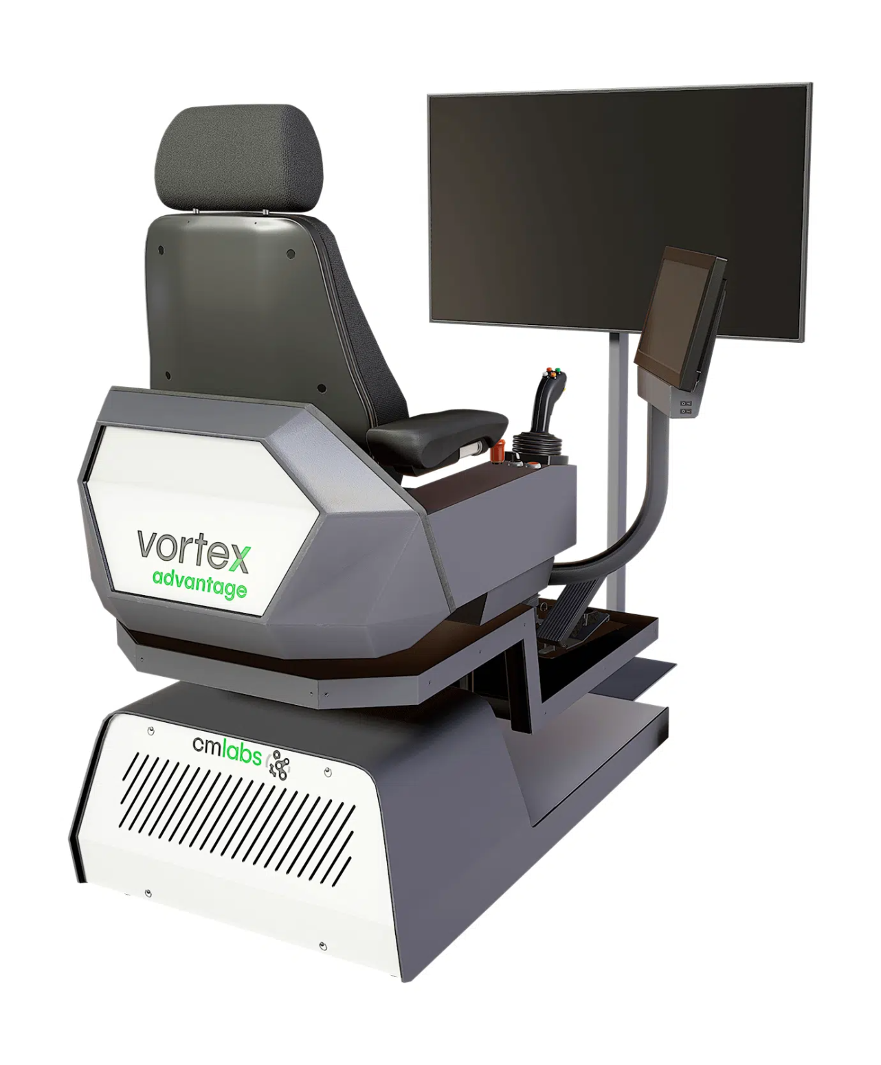 Swappable control sets on the CM Labs Vortex Advantage CM Labs Vortex Advantage single-screen setup for immersive training
