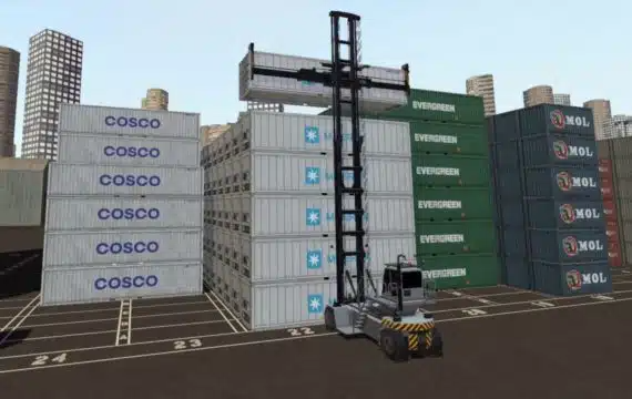 Empty Container Handler Simulator in use at port terminal Empty Container Handler Simulator in Port Environment