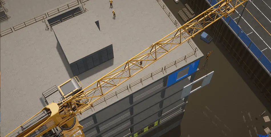 Flat-top tower crane simulator training pack Exercise - Installing Panels Virtual Training Solution for Flat-Top Tower Crane Operators