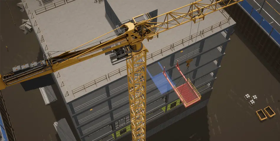 Simulated Tower View from CM Labs Flat-Top Crane Pack CM Labs Intellia Flat-Top Tower Crane Simulator