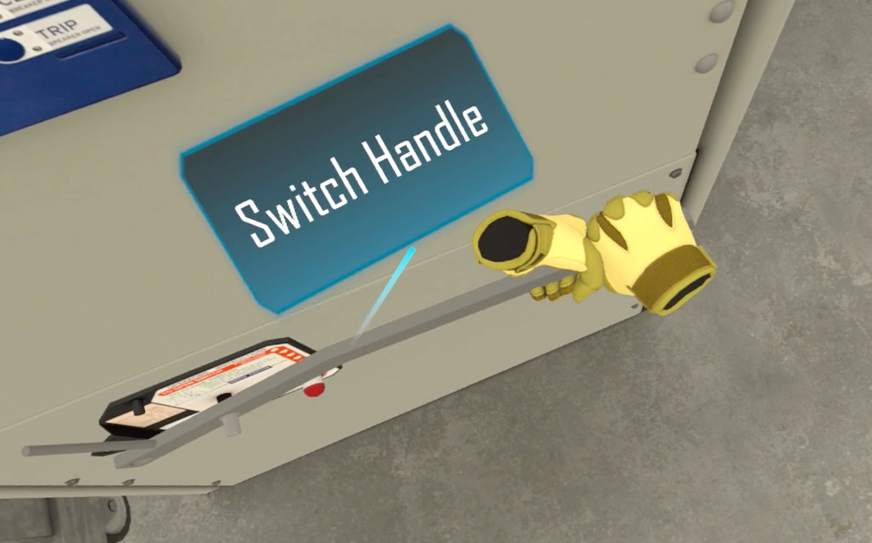 Electrical Switchboard VR Training for Education Programs Screenshot of electrical switchboard virtual reality training used in electrical education programs