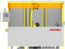 MOD-WELD Single Station Fixed Table robotic welding cell front view with FANUC ARC Mate 120iD