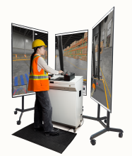 Simlog Reach Lift Truck Personal Simulator Version 2 Reach Lift Truck Personal Simulator Setup with Three Displays - Portrait Mode