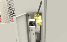 Screenshot of medium voltage switch virtual reality training simulation used in electrical education programs