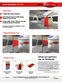 SimSpray 3.0 edge-blending add-on with three automotive repair projects