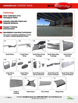 SimSpray 3.0 aerospace content pack with 14 aircraft coating parts