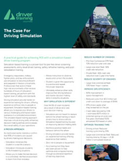 Download The Case for Driving Simulation (PDF) Brochure cover of Acron Aviation’s simulation-based driver training ROI guide