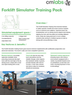 CM Labs Forklift Simulator Training Pack Download Brochure Forklift Simulation Training for Safe, Skilled Material Handling
