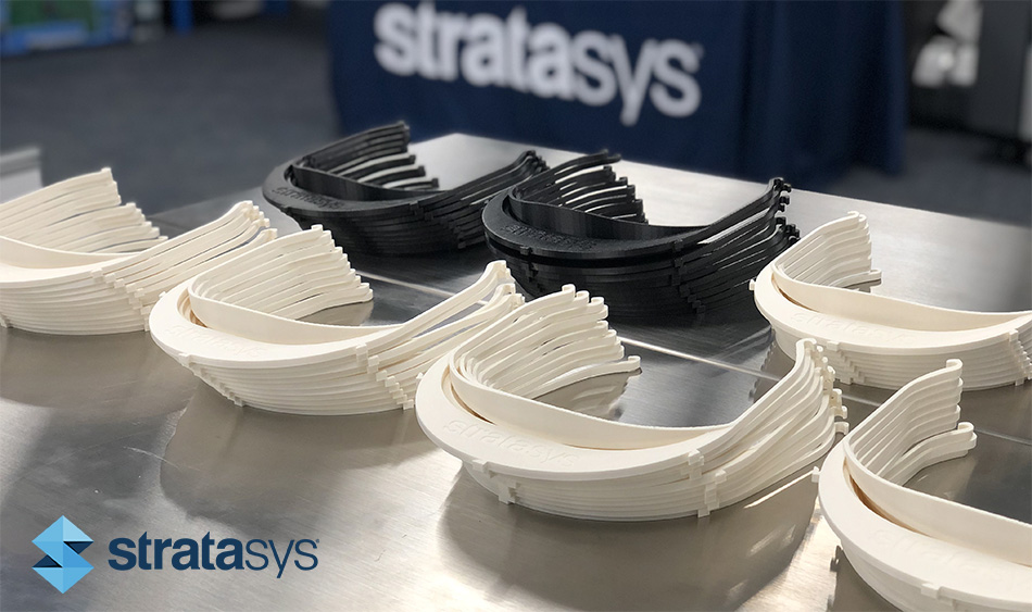 Stratasys 3D Printers used to make face shields.